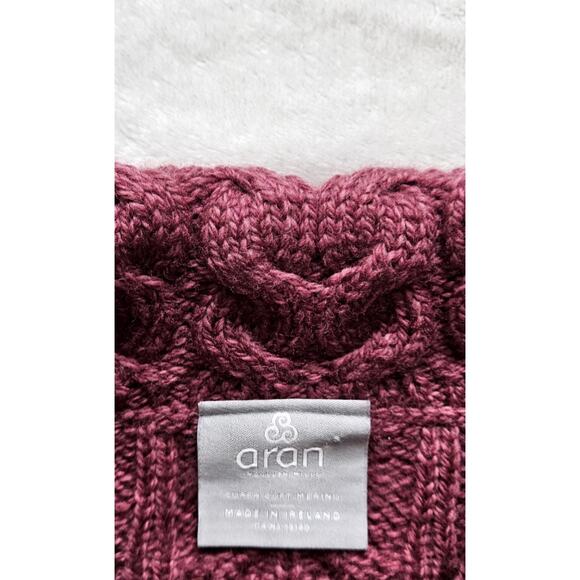 ARAN Woolen Mills IRELAND soft chunky merino-wool knit pocket sweater cardigan L - Picture 13 of 14